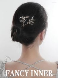 Hair Clips 2023 Hairpin Sticks Bamboo Leaf Gold Silver Color Metal Vintage Headwear Cool Accessories For Women Hairstyle