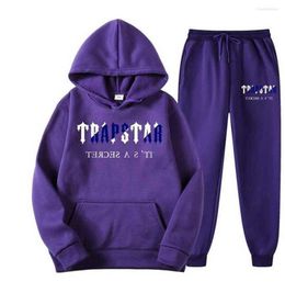 Men's T Shirts Brand TRAPSTAR Printed Sportswear Men 15 Colors Warm Two Pieces Set Loose Hoodie Sweatshirt Pants Jogging24ess