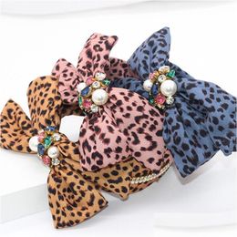 Headbands Leopard Bow Rhinestone Knot Hairband Headband Adt Hair Accessories Drop Delivery Jewellery Hairjewelry Dhqga