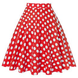 Dresses Sishion Women Midi Skirt Runway Vintage Rockabilly Vd0020 Womens Pinup 50s Cotton Skirts High Waist Polka Dots Red Black Skirt