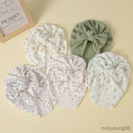 Hair Accessories Baby Hat Cute Bow Newborn Girls Turban Print Solid Colour Soft Kids Indian Cap Elastic Beanie