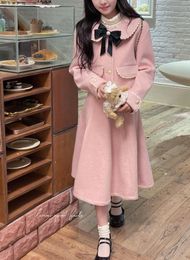 Work Dresses 2023 Spring Korean Fashion Sweet Women's Suits With Mini Skirt Two-pieces Set Woman Pink Casual Elegant Tweed