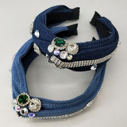 Hair Clips Fashion Women Pearl & Crystal Bands Cute Hoops Blue Cowboy Stylish Tools Accessories Headband Gift