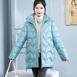 Women's Trench Coats 2023 Winter Korean Clothing Women Long Parka Shiny Down Cotton Padded Jacket Fashion Casual Warm Coat