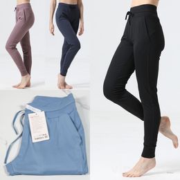 Lu Align Lu Women Casual Trousers Yoga Sports Running Pant Exercise Ready to Long Pants Exercise Gym Oversize Sweatpants Wunder Train Pockets