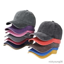 Hair Accessories Vintage Washed Cotton Baseball Cap For Children Adjustable Sun Hat Solid Colour Boys Girls Visor Caps