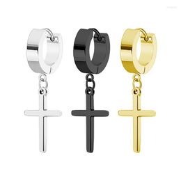 Hoop Earrings 1pc Fashion Cross Earring Stainless Steel Man -Gothic Jewellery