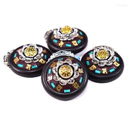 Pendant Necklaces Inlay Etnic Rotating Lotus For Jewellery Making Vintage Beadwork DIY Wholesale Aesthetic Wood Buddhist Accessories