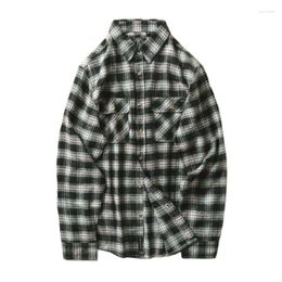 Men's Casual Shirts Men Plaid Shirt Long-Sleeved Chest Two Pocket Design Fashion Cotton Oversized Outdoor Overshirt