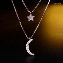 Pendant Necklaces Romantic Necklace Women Star Moon Two Layer Gifts Fashion Jewellery