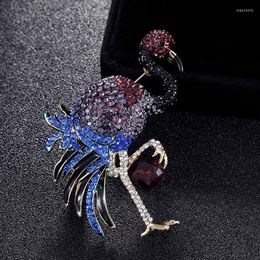 Brooches Zlxgirl Blue Pink Purple Rhinestone Cranes Birds Jewelry For Bridal Accessory Brand Enamel Colorful Hijab Pins
