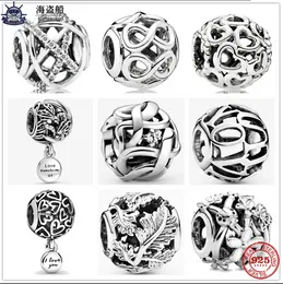 For pandora charms authentic 925 silver beads stitch Bead Openwork Leaves Flower Infinity Love Hearts
