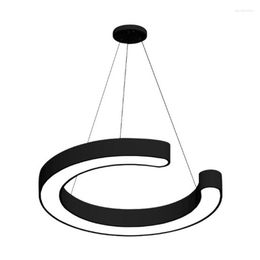 Pendant Lamps LED Creative C-shaped Chandelier Internet Cafe Office Ring Modern Minimalist Industrial Wind