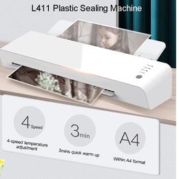 Laminator 220V 130W A4 Size Photo Paper Hot/Cold Laminator Coating Quick Warmup Fast Speed Film Laminating Machine Model L411