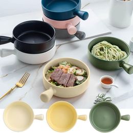 Bowls Baked Rice Bowl Wind With Handle Baking Pasta Plate Simple Household Placement Mats For Dining Table Washable