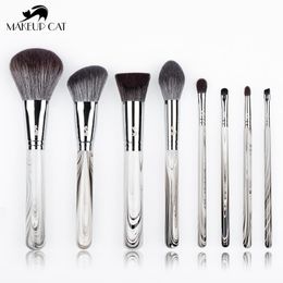 Brushes Makeup Cat Cosmetic Brush8Pcs Marbling Handle Makeup Brushes SeriesSynthetic Hair Beauty ToolFoundation Powder Eyeshadow Pens