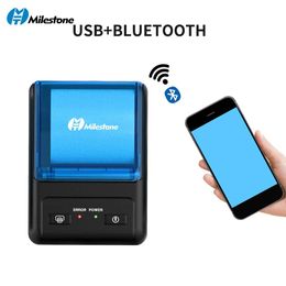 Printers Milestone 58mm Bluetooth Thermal Receipt Printer Portable Mobile Mini Thermal POS Printer Compatible with Android and Window USB