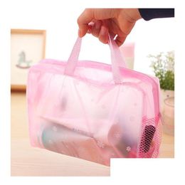 Travel Cosmetic Bag Clear Waterproof Pouch Pvc Zippered Wash Portable Vacation Makeup Bags Bathroom Storage Drop Delivery Dhhfz