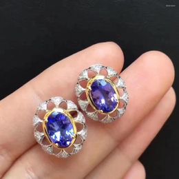 Stud Earrings Natural And Real Tanzanite Earring 925 Sterling Silver Fine Jewellery Engagement