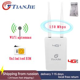 Routers TIANJIE 150Mbps Sim Card Unlimited Network Cards 4G Wi Fi Router Unlocked LTE Modem WIFI Outdoor Router Waterproof WIFI Antennas