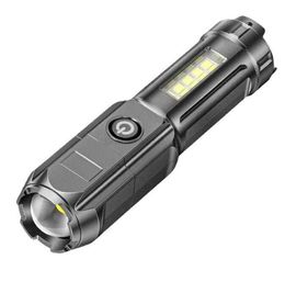 LED Tactical Flashlight 4000 lumens 4 Light Modes Zoomable Waterproof Torch Rechargeable 18650 Battery Flash Light For Camping Night Cycling Fishing Alkingline