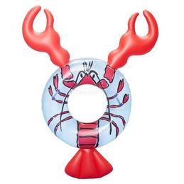 Fashion lobster swim ring floats grils women crab swimming pool mattress water party chair bed water sports beach toy