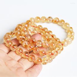 Charm Bracelets JD Natural Stone Golden Citrine Bead Men Women 2A Yellow Quartz Reiki Healing Strand Bangles Fashion Wristband Jewelry