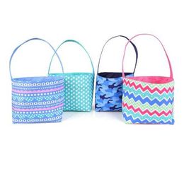 new canvas barrel bags Easter eggs baskets cartoon print design Easter bunny rabbit basket stripe kids gift candy bags