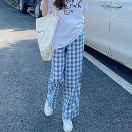 Capris Lucifer Korean Blue Flat Bottom Summer Pockets Simple Casual Pants Women's Set Bag Classic Full Length Trousers P230602