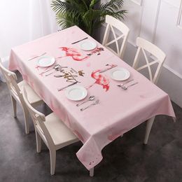 Table Cloth Customise 3D Tablecloth Pink Flamingo Pattern Dustproof Rectangular Round Thicken Polyester Cotton Cover