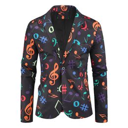 Jackets 3D Print Christmas Suits Men Long Sleeve Blazers Winter Printed Music Mens Funny Jacket