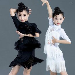 Stage Wear Children's Latin Dance Dress Rumba Tango Salsa Training Girls Modern Competition Performance Clothing Ballroom Dancewear