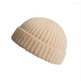 Berets Wool Melon Hat Solid Warm Woollen Short Brim Beanies Outdoor Sports Hip Hop Skullies Beanie Women Men Elastic Kullcap Dropship