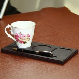 Storage Bottles Black Mats PU Leather Bar Table Cup Holder Drink Placemat Mat Meeting Fillister Pad With Pen