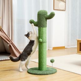 Scratchers Cactus Cat Stratcher with Ball Indoor Natural Sisal Thick Durable Stable Cat Sctratching Posts for Kitten 2 Colours Climbing Toys