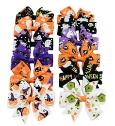 3 inch Baby Halloween Grosgrain Ribbon Bows WITH Clip Girls Kids Ghost Pumpkin Baby Girl Pinwheel Clips Pin Accessories