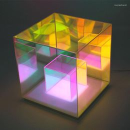 Table Lamps Creative Colorful Cube Lamp USB Acrylic Bedside With Charger Bedroom Nightlight Art Deco Holiday Gift