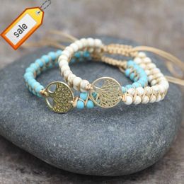 DAIHE 2023 Handmade Double-layered Natural Stone Friendship Bracelet Tree Of Life Bracelet