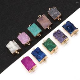 Pendant Necklaces Natural Stone Agate Rectangle Double Hole 13x26mm Connector Crystal Charm Fashion DIY Necklace Earring Jewellery Accessory