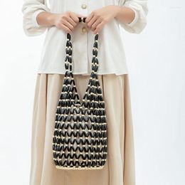 Abendtaschen Mode aushöhlen Design Frauen Tasche handgewebte Handtasche Holzperle Sommer Urlaub Reise Strand