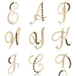 Pins Brooches Fashion Metal 26 Letter Brooch Personality Suit Scarf Buckle Cor Luxury For Women Accessories Jewellery Gift Drop Delive Dh16B