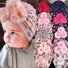 Hair Accessories Spring Flower Baby Girls Hat for Newborn Soft Cotton Boys Turban Infant Cap Head Wraps Props