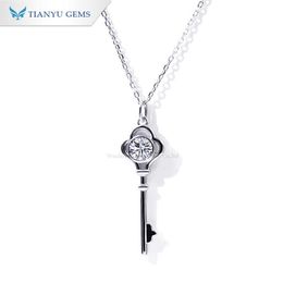 Tianyu gems fine Jewellery choker moissanite key pendant 925 silver plated 18k men thick gold choker chain necklaces for women