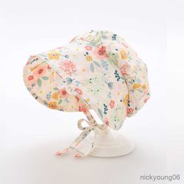 Hair Accessories Summer Baby Hat Flower Prints Infant Up Palace Cap Casual Princess Girls Sun Hats