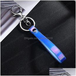 Key Rings Creative Colorf Laser Soft Rubber Ring Pvc Keychain Lanyard Chain Cute Women Girl Phone Bag Pendant Drop Delivery Jewellery Dhwbp