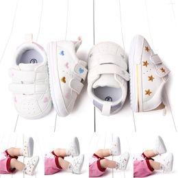 First Walkers Baby Shoes Born Boys Girls Sneaker PU Leather Heart/Star Rubber Sole Anti-slip Flats For Toddler