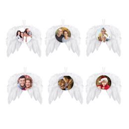 Christmas Decorations New Feather Wings Sublimation Ornament Wooden Blanks Angel Z11 Drop Delivery Home Garden Festive Party Supplies Dhwtw