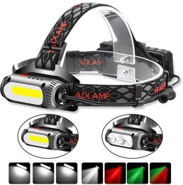 New Led Headlight Glare White Red Green Three-Source T6 Cob Head-Mounted USB Charge 18650 battery Rotating Multi-Functional Headlamps Alkingline