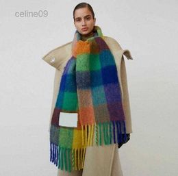 Scarves Winter Ac Imitation Cashmere Scarf Women Colour Matching Thick Warm Colourful Striped Gradient Shawl 25036cm 13pc4029731