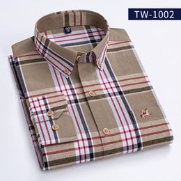 Men's Casual Shirts Plus Size 7XL Single Poket Long-sleeve For Men Cotton Oxford Plaid Tops Slim Fit Formal Shirt Office Clothes